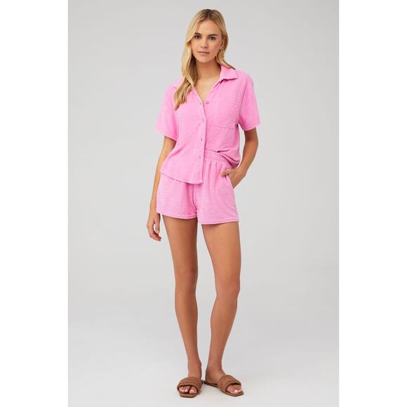 Anthropologie Araminta James Swim Womens Pink Terry Shirt Set Coverup Large - Picture 1 of 15